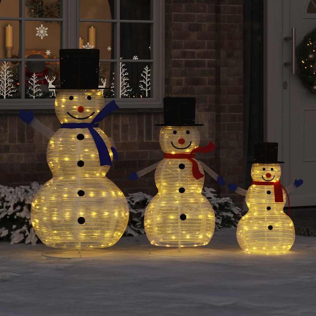 Christmas Snowman Family 3 pcs Warm White 81 x 60 x 125 cm